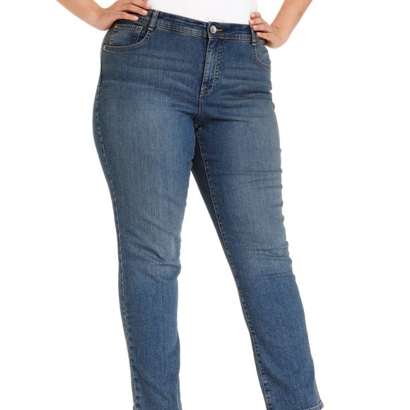 RISEN Lily Tummy Control High Rise Crop Wide Jeans Plus Size